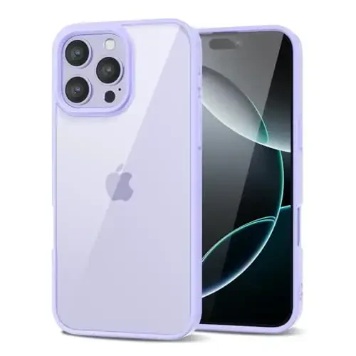 LoeoeL for iPhone 16 Pro Case Clear, Transparent Hybrid 16 Pro Phone Case [Hard Plastic & Soft Silicone Bumper] Acrylic Non Yellowing Thin Slim Protective Cover for Women, Purple Lavender - 1