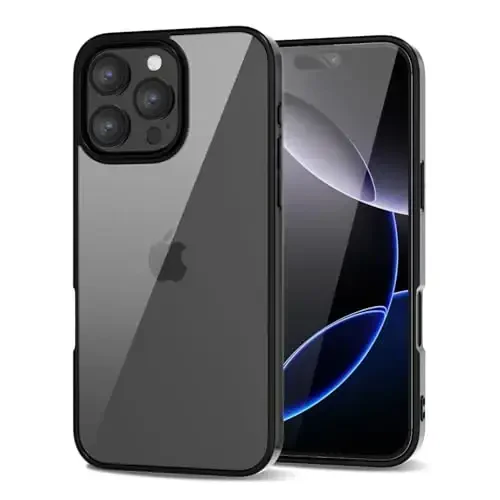 LoeoeL for iPhone 16 Pro Max Case Clear, Transparent Hybrid 16 Pro Max Phone Case [Hard Plastic & Soft Silicone Bumper] Acrylic Non Yellowing Thin Slim Protective Cover for Women, Black - 1