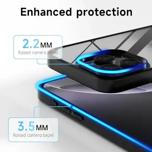 LoeoeL for iPhone 16 Pro Max Case Clear, Transparent Hybrid 16 Pro Max Phone Case [Hard Plastic & Soft Silicone Bumper] Acrylic Non Yellowing Thin Slim Protective Cover for Women, Black - 10