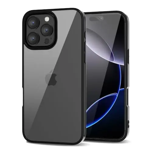 LoeoeL for iPhone 16 Pro Max Case Clear, Transparent Hybrid 16 Pro Max Phone Case [Hard Plastic & Soft Silicone Bumper] Acrylic Non Yellowing Thin Slim Protective Cover for Women, Black 