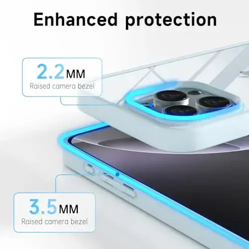 LoeoeL for iPhone 16 Pro Max Case Clear, Transparent Hybrid 16 Pro Max Phone Case [Hard Plastic & Soft Silicone Bumper] Acrylic Non Yellowing Thin Slim Protective Cover for Women, Light Blue - 5