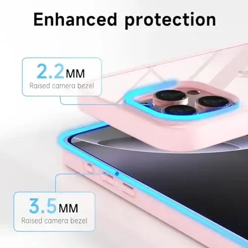 LoeoeL for iPhone 16 Pro Max Case Clear, Transparent Hybrid 16 Pro Max Phone Case [Hard Plastic & Soft Silicone Bumper] Acrylic Non Yellowing Thin Slim Protective Cover for Women, Light Pink - 9