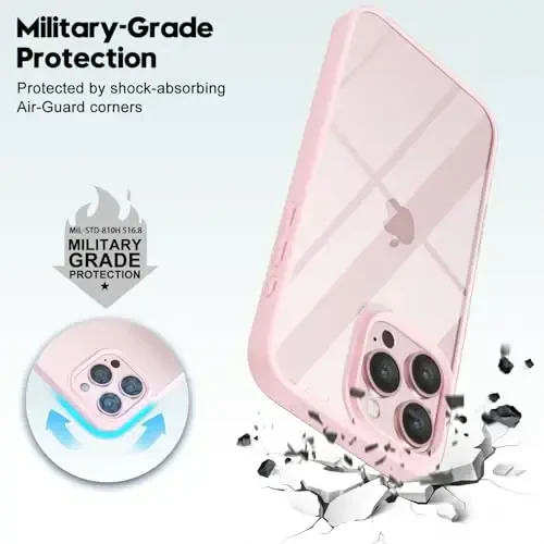 LoeoeL for iPhone 16 Pro Max Case Clear, Transparent Hybrid 16 Pro Max Phone Case [Hard Plastic & Soft Silicone Bumper] Acrylic Non Yellowing Thin Slim Protective Cover for Women, Light Pink - 6