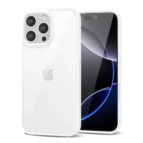 LoeoeL for iPhone 16 Pro Max Case Clear, Transparent Hybrid 16 Pro Max Phone Case [Hard Plastic & Soft Silicone Bumper] Acrylic Non Yellowing Thin Slim Protective Cover for Women, White - 1