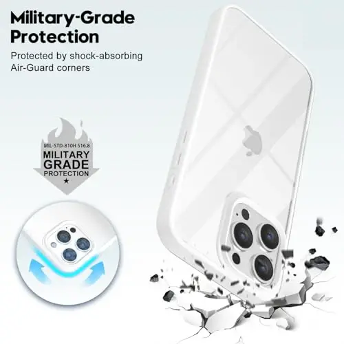 LoeoeL for iPhone 16 Pro Max Case Clear, Transparent Hybrid 16 Pro Max Phone Case [Hard Plastic & Soft Silicone Bumper] Acrylic Non Yellowing Thin Slim Protective Cover for Women, White - 6