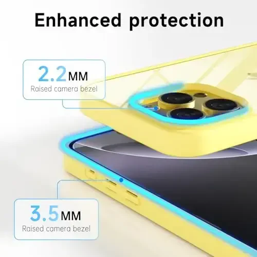 LoeoeL for iPhone 16 Pro Max Case Clear, Transparent Hybrid 16 Pro Max Phone Case [Hard Plastic & Soft Silicone Bumper] Acrylic Non Yellowing Thin Slim Protective Cover for Women, Yellow - 5