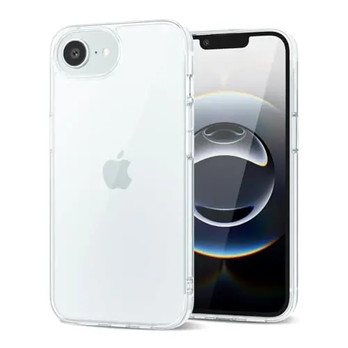 LoeoeL for iPhone 16e Case Clear, Transparent Hybrid 16e Phone Case [Hard Plastic & Soft Silicone Bumper] Acrylic Non Yellowing Thin Slim Protective Cover for Women, Crystal Clear - 1