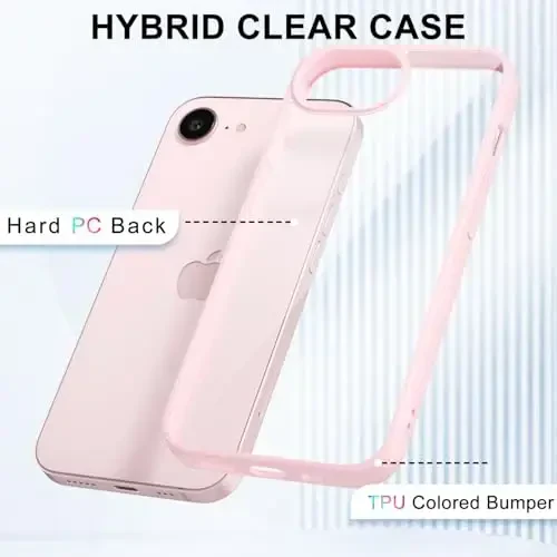 LoeoeL for iPhone 16e Case Clear, Transparent Hybrid 16e Phone Case [Hard Plastic & Soft Silicone Bumper] Acrylic Non Yellowing Thin Slim Protective Cover for Women, Light Pink - 12