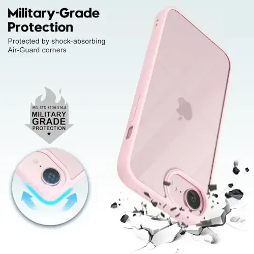 LoeoeL for iPhone 16e Case Clear, Transparent Hybrid 16e Phone Case [Hard Plastic & Soft Silicone Bumper] Acrylic Non Yellowing Thin Slim Protective Cover for Women, Light Pink - 6