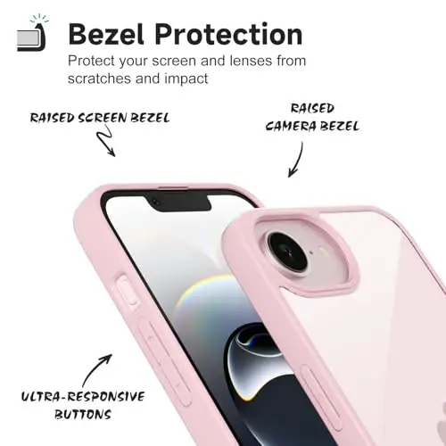 LoeoeL for iPhone 16e Case Clear, Transparent Hybrid 16e Phone Case [Hard Plastic & Soft Silicone Bumper] Acrylic Non Yellowing Thin Slim Protective Cover for Women, Light Pink - 4
