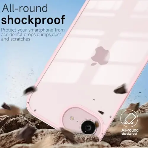LoeoeL for iPhone 16e Case Clear, Transparent Hybrid 16e Phone Case [Hard Plastic & Soft Silicone Bumper] Acrylic Non Yellowing Thin Slim Protective Cover for Women, Light Pink - 6