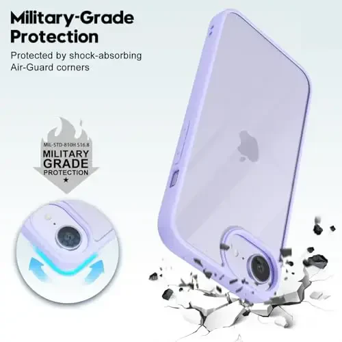 LoeoeL for iPhone 16e Case Clear, Transparent Hybrid 16e Phone Case [Hard Plastic & Soft Silicone Bumper] Acrylic Non Yellowing Thin Slim Protective Cover for Women, Purple Lavender - 9