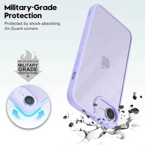 LoeoeL for iPhone 16e Case Clear, Transparent Hybrid 16e Phone Case [Hard Plastic & Soft Silicone Bumper] Acrylic Non Yellowing Thin Slim Protective Cover for Women, Purple Lavender - 6