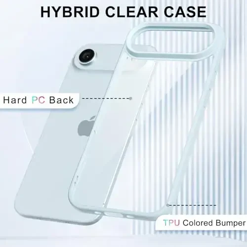 LoeoeL for iPhone 17 Air Case Clear, Transparent Hybrid iPhone 17 Air Phone Case [Hard Plastic & Soft Silicone Bumper] Acrylic Non Yellowing Thin Slim Protective Cover for Women, Light Blue - 3