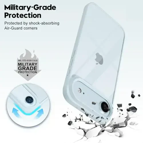 LoeoeL for iPhone 17 Air Case Clear, Transparent Hybrid iPhone 17 Air Phone Case [Hard Plastic & Soft Silicone Bumper] Acrylic Non Yellowing Thin Slim Protective Cover for Women, Light Blue - 6