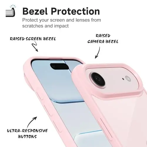 LoeoeL for iPhone 17 Air Case Clear, Transparent Hybrid iPhone 17 Air Phone Case [Hard Plastic & Soft Silicone Bumper] Acrylic Non Yellowing Thin Slim Protective Cover for Women, Light Pink - 4
