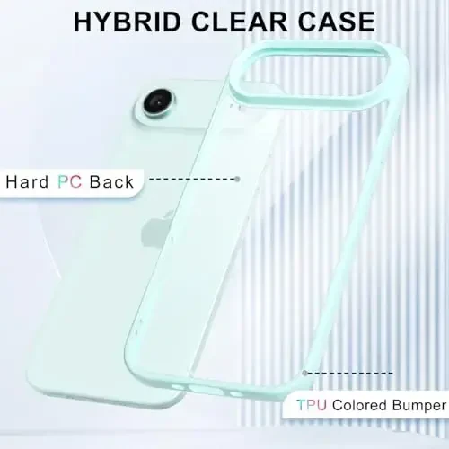 LoeoeL for iPhone 17 Air Case Clear, Transparent Hybrid iPhone 17 Air Phone Case [Hard Plastic & Soft Silicone Bumper] Acrylic Non Yellowing Thin Slim Protective Cover for Women, Teal - 3