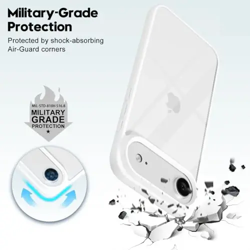 LoeoeL for iPhone 17 Air Case Clear, Transparent Hybrid iPhone 17 Air Phone Case [Hard Plastic & Soft Silicone Bumper] Acrylic Non Yellowing Thin Slim Protective Cover for Women, White - 6