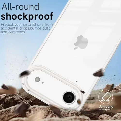 LoeoeL for iPhone 17 Air Case Clear, Transparent Hybrid iPhone 17 Air Phone Case [Hard Plastic & Soft Silicone Bumper] Acrylic Non Yellowing Thin Slim Protective Cover for Women, White - 6