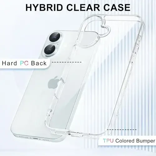 LoeoeL for iPhone 17 Case Clear, Transparent Hybrid iPhone 17 Phone Case [Hard Plastic & Soft Silicone Bumper] Acrylic Non Yellowing Thin Slim Protective Cover for Women, Crystal Clear - 9