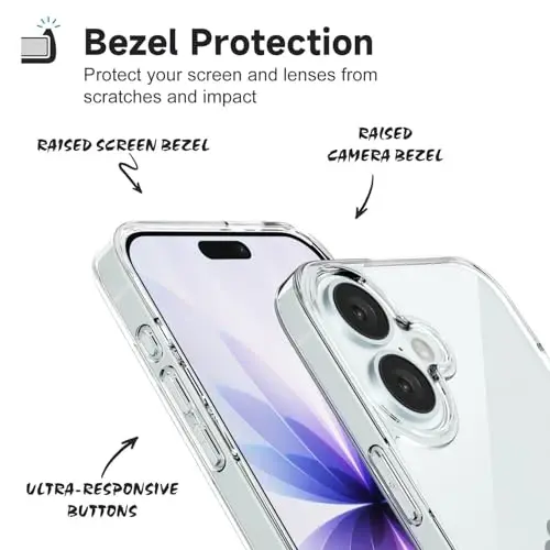 LoeoeL for iPhone 17 Case Clear, Transparent Hybrid iPhone 17 Phone Case [Hard Plastic & Soft Silicone Bumper] Acrylic Non Yellowing Thin Slim Protective Cover for Women, Crystal Clear - 4