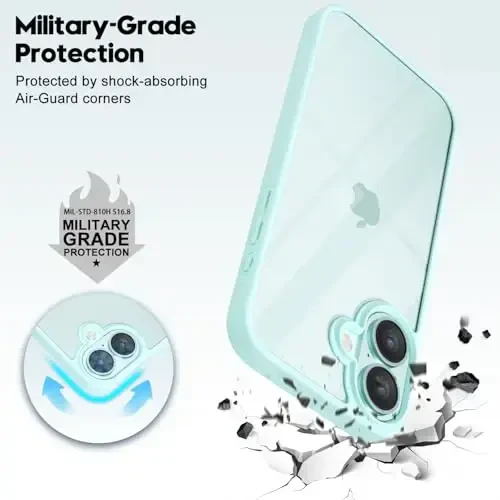 LoeoeL for iPhone 17 Case Clear, Transparent Hybrid iPhone 17 Phone Case [Hard Plastic & Soft Silicone Bumper] Acrylic Non Yellowing Thin Slim Protective Cover for Women, Teal - 10