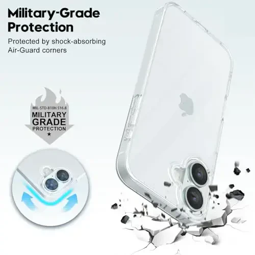 LoeoeL for iPhone 17 G'ilofi Shaffof, Shaffof Gibrid iPhone 17 Telefon G'ilofi [Qattiq Plastmassa & Yumshoq Silikon Bamper] Akrilik Sariqlanmaydigan Yupqa Himoya Qopqog'i Ayollar uchun, Shisha Shaffof - 6