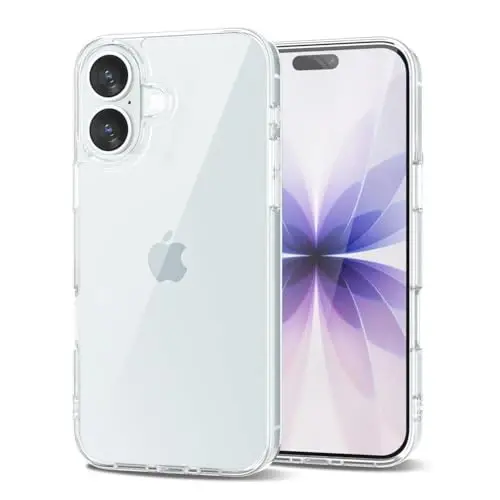 LoeoeL for iPhone 17 G'ilofi Shaffof, Shaffof Gibrid iPhone 17 Telefon G'ilofi [Qattiq Plastmassa & Yumshoq Silikon Bamper] Akrilik Sariqlanmaydigan Yupqa Himoya Qopqog'i Ayollar uchun, Shisha Shaffof - LOEOEL