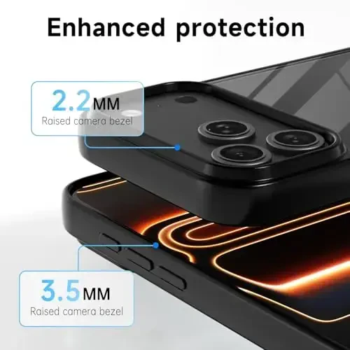 LoeoeL for iPhone 17 Pro Case Clear, Transparent Hybrid iPhone 17 Pro Phone Case [Hard Plastic & Soft Silicone Bumper] Acrylic Non Yellowing Thin Slim Protective Cover for Women, Black - 10