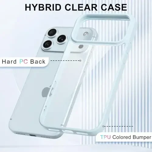 LoeoeL for iPhone 17 Pro Case Clear, Transparent Hybrid iPhone 17 Pro Phone Case [Hard Plastic & Soft Silicone Bumper] Acrylic Non Yellowing Thin Slim Protective Cover for Women, Light Blue - 3