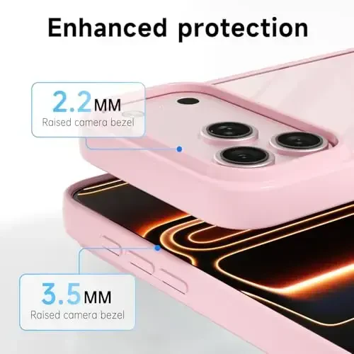 LoeoeL for iPhone 17 Pro Case Clear, Transparent Hybrid iPhone 17 Pro Phone Case [Hard Plastic & Soft Silicone Bumper] Acrylic Non Yellowing Thin Slim Protective Cover for Women, Light Pink - 10