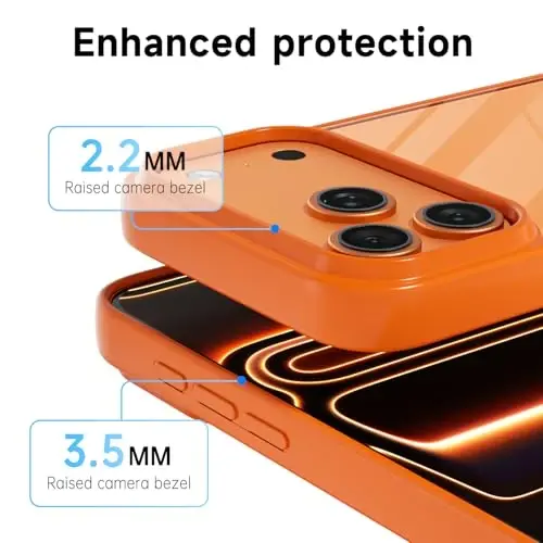LoeoeL for iPhone 17 Pro Case Clear, Transparent Hybrid iPhone 17 Pro Phone Case [Hard Plastic & Soft Silicone Bumper] Acrylic Non Yellowing Thin Slim Protective Cover for Women, Orange - 5