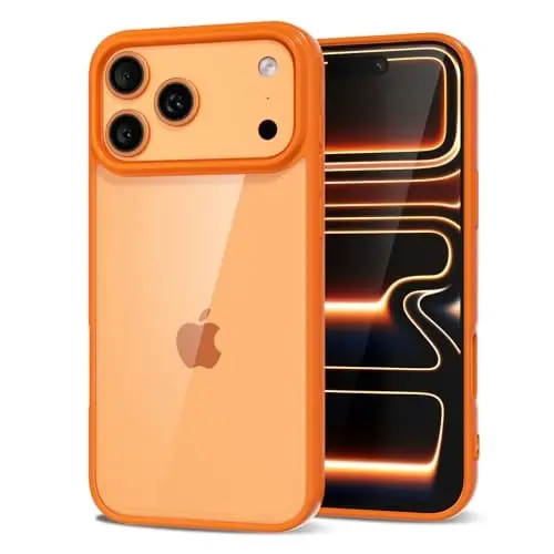 LoeoeL for iPhone 17 Pro Case Clear, Transparent Hybrid iPhone 17 Pro Phone Case [Hard Plastic & Soft Silicone Bumper] Acrylic Non Yellowing Thin Slim Protective Cover for Women, Orange 