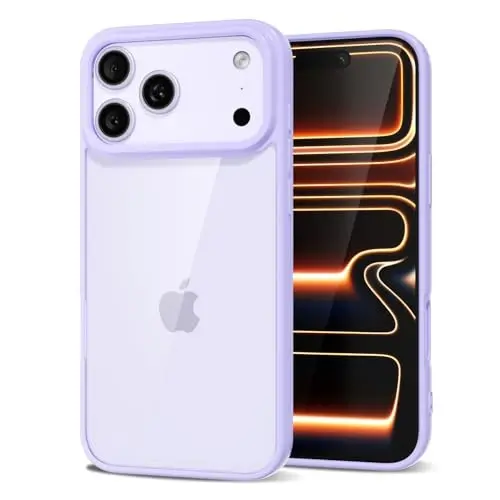 LoeoeL for iPhone 17 Pro Case Clear, Transparent Hybrid iPhone 17 Pro Phone Case [Hard Plastic & Soft Silicone Bumper] Acrylic Non Yellowing Thin Slim Protective Cover for Women, Purple Lavender - LOEOEL