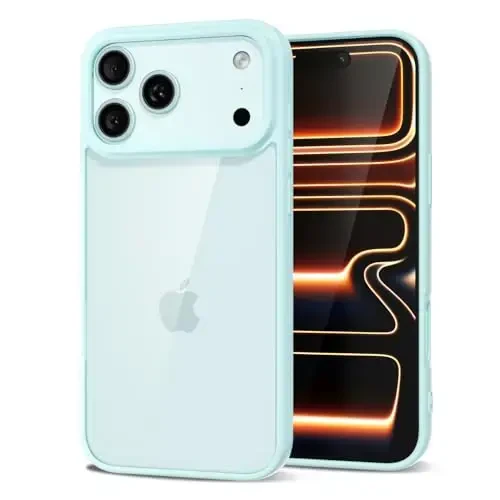 LoeoeL for iPhone 17 Pro Case Clear, Transparent Hybrid iPhone 17 Pro Phone Case [Hard Plastic & Soft Silicone Bumper] Acrylic Non Yellowing Thin Slim Protective Cover for Women, Teal - 14