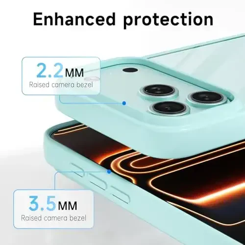 LoeoeL for iPhone 17 Pro Case Clear, Transparent Hybrid iPhone 17 Pro Phone Case [Hard Plastic & Soft Silicone Bumper] Acrylic Non Yellowing Thin Slim Protective Cover for Women, Teal - 10
