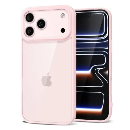 LoeoeL for iPhone 17 Pro Max Case Clear, Transparent Hybrid iPhone 17 Pro Max Phone Case [Hard Plastic & Soft Silicone Bumper] Acrylic Non Yellowing Thin Slim Protective Cover for Women, Light Pink - LOEOEL