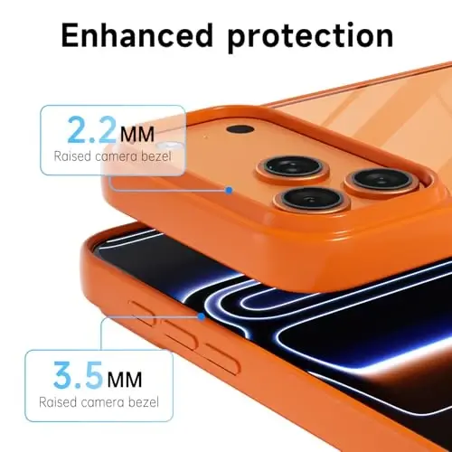 LoeoeL for iPhone 17 Pro Max Case Clear, Transparent Hybrid iPhone 17 Pro Max Phone Case [Hard Plastic & Soft Silicone Bumper] Acrylic Non Yellowing Thin Slim Protective Cover for Women, Orange - 5