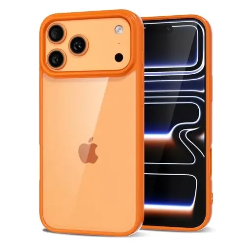 LoeoeL for iPhone 17 Pro Max Case Clear, Transparent Hybrid iPhone 17 Pro Max Phone Case [Hard Plastic & Soft Silicone Bumper] Acrylic Non Yellowing Thin Slim Protective Cover for Women, Orange - LOEOEL