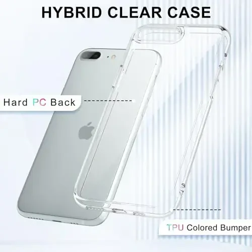 LoeoeL for iPhone 8 Plus/ 7 Plus Case Clear, Transparent Hybrid Phone Case [Hard Plastic & Soft Silicone Bumper] Acrylic Non Yellowing Thin Slim Protective Cover for Women, Crystal Clear - 3