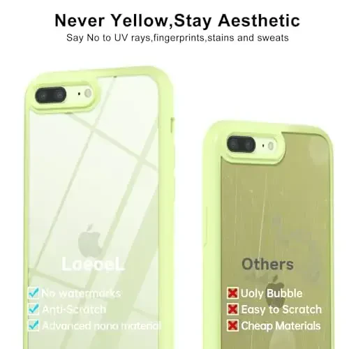 LoeoeL for iPhone 8 Plus/ 7 Plus Case Clear, Transparent Hybrid Phone Case [Hard Plastic & Soft Silicone Bumper] Acrylic Non Yellowing Thin Slim Protective Cover for Women, Mint Green - 12