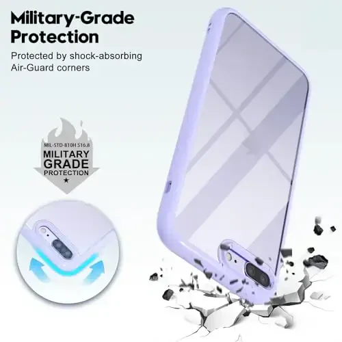 LoeoeL for iPhone 8 Plus/ 7 Plus Case Clear, Transparent Hybrid Phone Case [Hard Plastic & Soft Silicone Bumper] Acrylic Non Yellowing Thin Slim Protective Cover for Women, Purple Lavender - 9