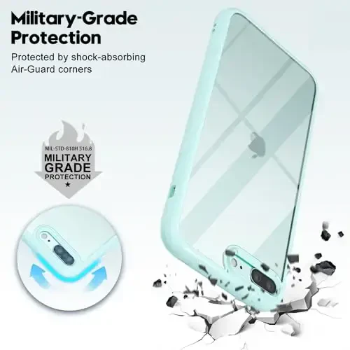 LoeoeL for iPhone 8 Plus/ 7 Plus Case Clear, Transparent Hybrid Phone Case [Hard Plastic & Soft Silicone Bumper] Acrylic Non Yellowing Thin Slim Protective Cover for Women, Teal - 10