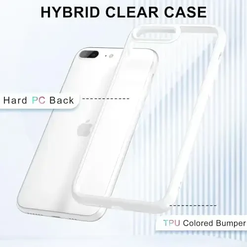 LoeoeL for iPhone 8 Plus/ 7 Plus Case Clear, Transparent Hybrid Phone Case [Hard Plastic & Soft Silicone Bumper] Acrylic Non Yellowing Thin Slim Protective Cover for Women, White - 3