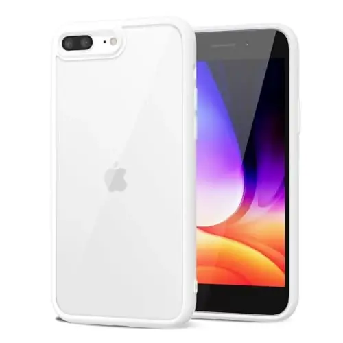 LoeoeL for iPhone 8 Plus/ 7 Plus Case Clear, Transparent Hybrid Phone Case [Hard Plastic & Soft Silicone Bumper] Acrylic Non Yellowing Thin Slim Protective Cover for Women, White 