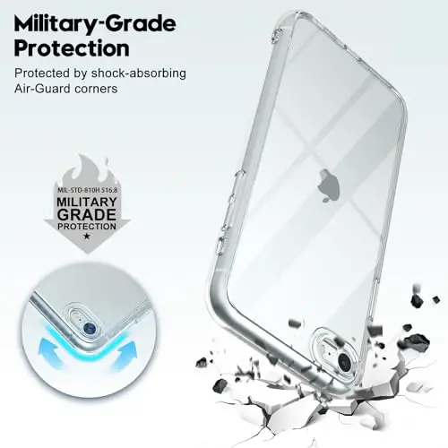 LoeoeL for iPhone SE 2022/2020/ 7/8 Case Clear, Transparent Hybrid SE Phone Case [Hard Plastic & Soft Silicone Bumper] Acrylic Non Yellowing Thin Slim Protective Cover, Crystal Clear - 6