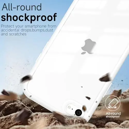 LoeoeL for iPhone SE 2022/2020/ 7/8 Case Clear, Transparent Hybrid SE Phone Case [Hard Plastic & Soft Silicone Bumper] Acrylic Non Yellowing Thin Slim Protective Cover, White - 6