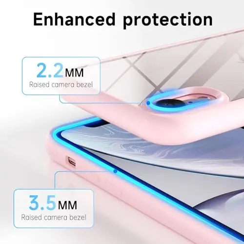 LoeoeL for iPhone XR Case Clear, Shaffof Gibrid XR Telefon Gʻilofi [Qattiq Plastmassa & Yumshoq Silikon Bamper] Akril Sariqqa Oʻchmaydigan Yupqa Himoya Qopqogʻi Ayollar uchun, Och Pushti - 5