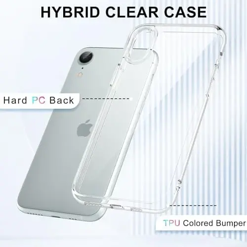 LoeoeL for iPhone XR Case Clear, Transparent Hybrid XR Phone Case [Hard Plastic & Soft Silicone Bumper] Acrylic Non Yellowing Thin Slim Protective Cover for Women, Crystal Clear - 3