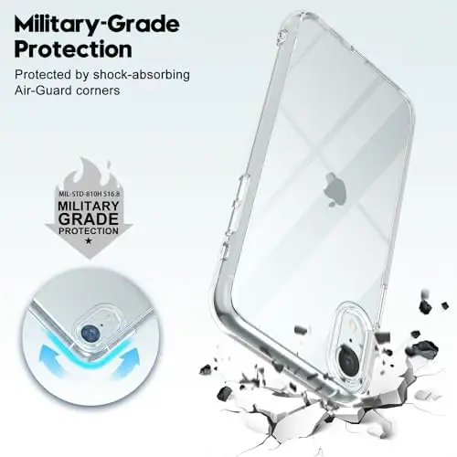 LoeoeL for iPhone XR Case Clear, Transparent Hybrid XR Phone Case [Hard Plastic & Soft Silicone Bumper] Acrylic Non Yellowing Thin Slim Protective Cover for Women, Crystal Clear - 6